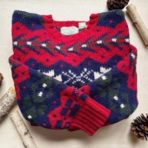 Vintage Thick Wool Fair Isle Holiday Sweater